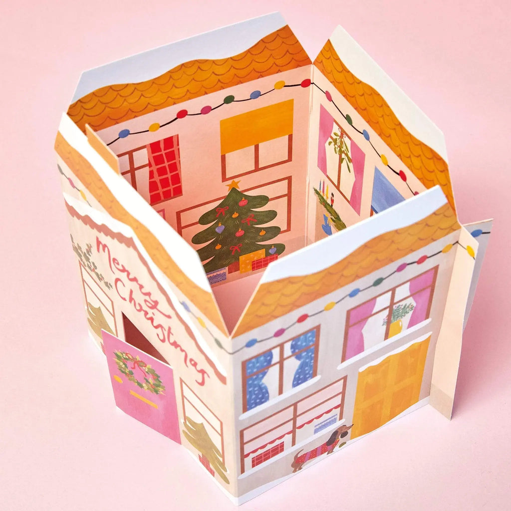 3D Fold-out Festive House Christmas Card from Raspberry Blossom for sale at Mostyn