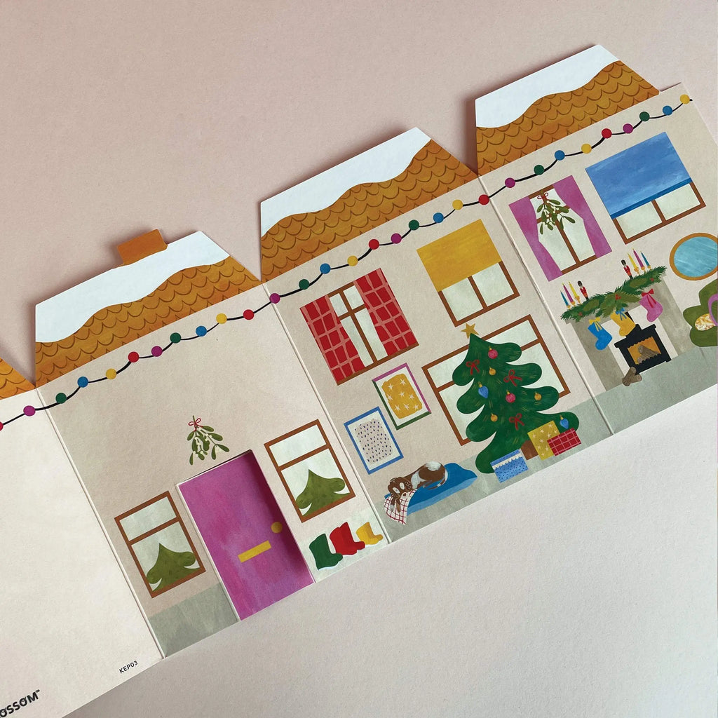 3D Fold-out Festive House Christmas Card from Raspberry Blossom for sale at Mostyn