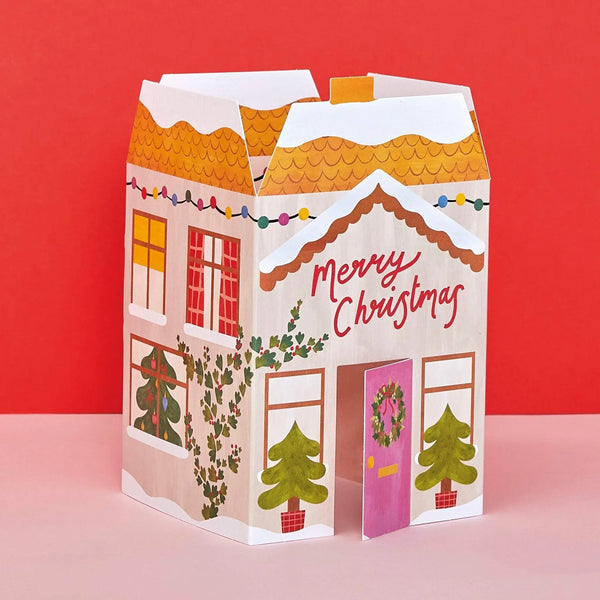 3D Fold-out Festive House Christmas Card from Raspberry Blossom for sale at Mostyn