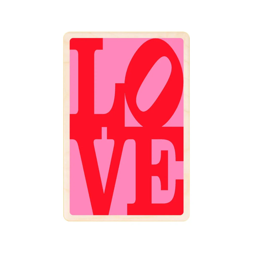 60's LOVE Sustainable Wooden Postcard from The Wooden Postcard Company for sale at Mostyn 2