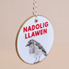 Robin Nadolig Llawen Welsh Language Wooden Christmas Decoration from Draenog for sale at Mostyn