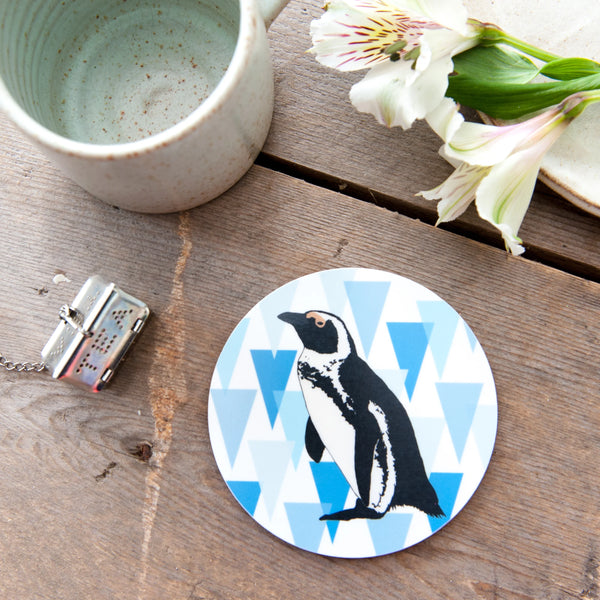 African_Penguin_Cork_Backed_Coaster_by_The_Owlery for sae at Mostyn