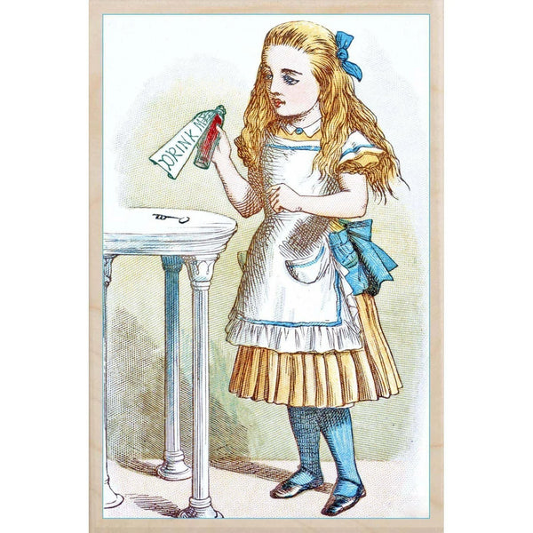 Alice Drink Me Potion Sustainable Wooden Magnet from The Wooden Postcard Company for sale at Mostyn