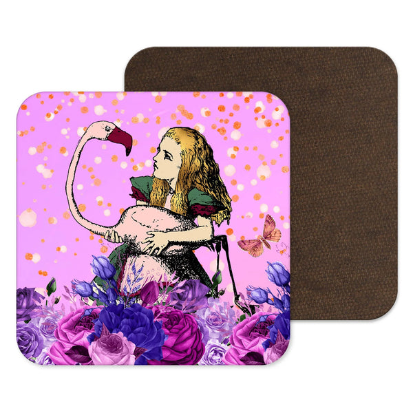 Alice and the Dodo Purple Flowers Alice in Wonderland Coaster from Kitsch Republic for sale at Mostyn