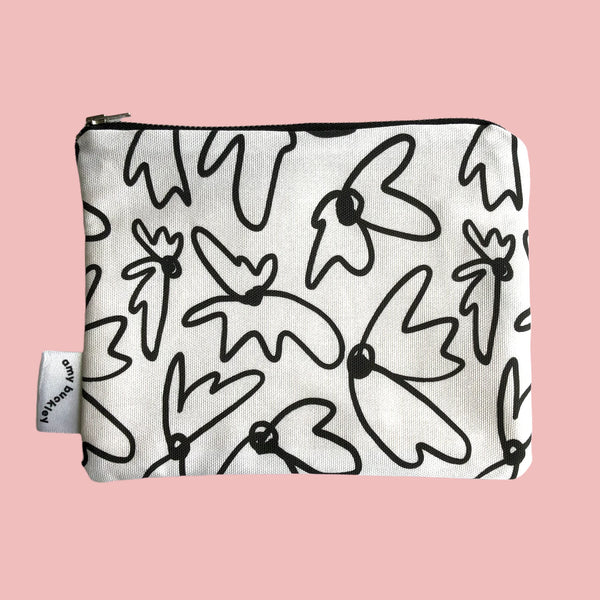 AHandcrafted Bold Flora Cotton Zipped Pouch from Amy Buckley design for sale at Mostyn