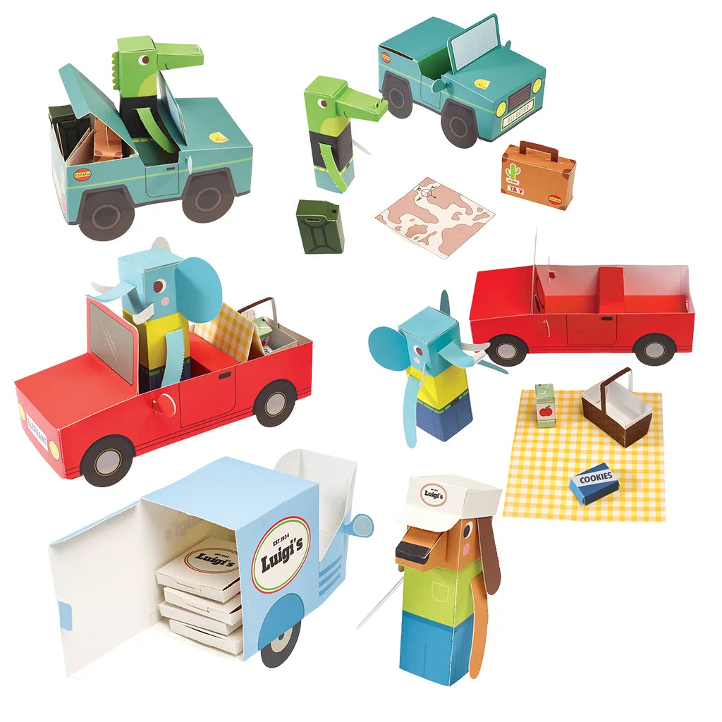 Animal Automobiles 3D Card Craft Kit by Rex London for sale at Mostyn