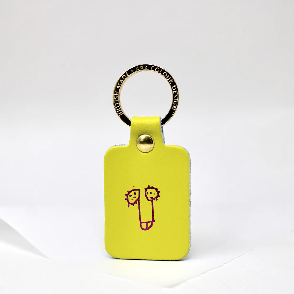 Acid Green Leather Willy Key Fob Keyring by Ark Colour Design for sale at Mostyn