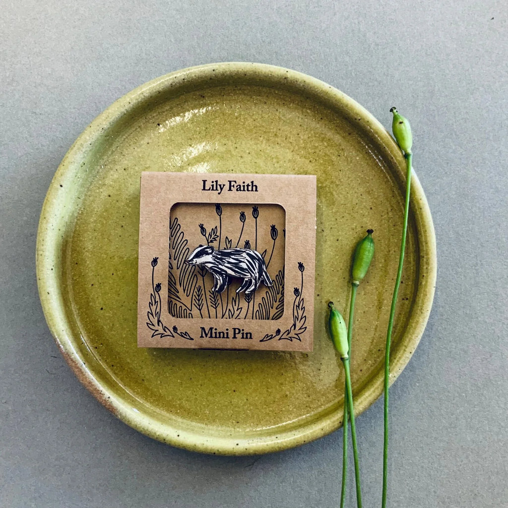 Badger Mini Pin Brooch from Lily Faith for sale at Mostyn