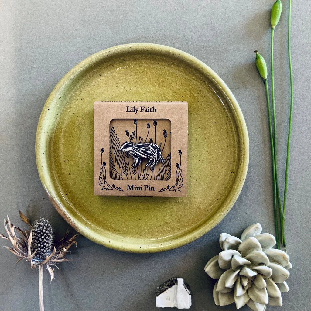 Badger Mini Pin Brooch from Lily Faith for sale at Mostyn