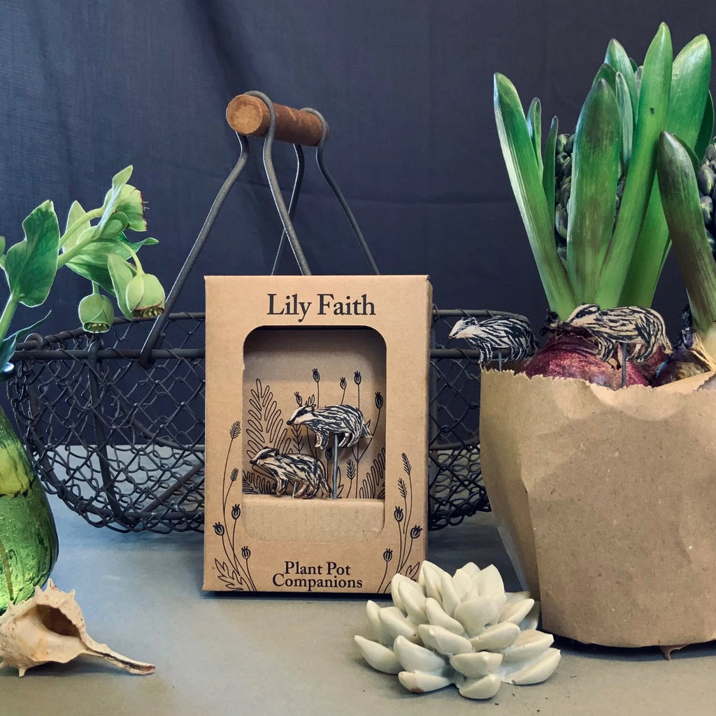 Badger Plant Pot Companions from Lily Faith for sale at Mostyn
