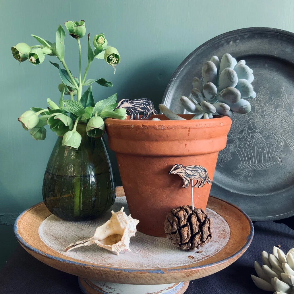 Badger Plant Pot Companions from Lily Faith for sale at Mostyn