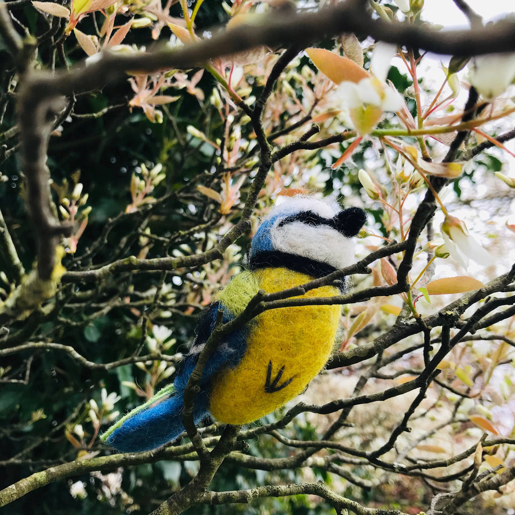 Bella the Blue Tit Spring Hanging Decoration from Felt so Good for sale at Mostyn
