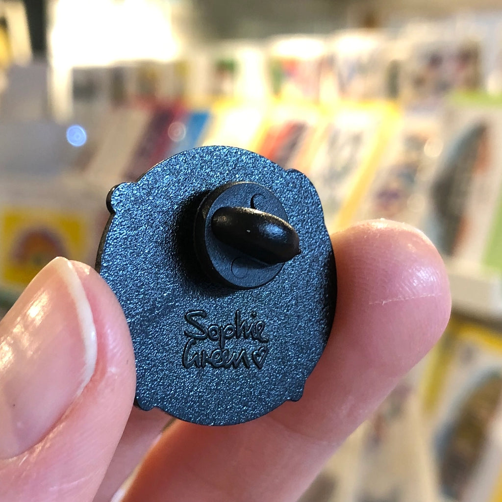 Bird Nerd Birdwatching Enamel Pin Badge by Sophie Green for sale at Mostyn