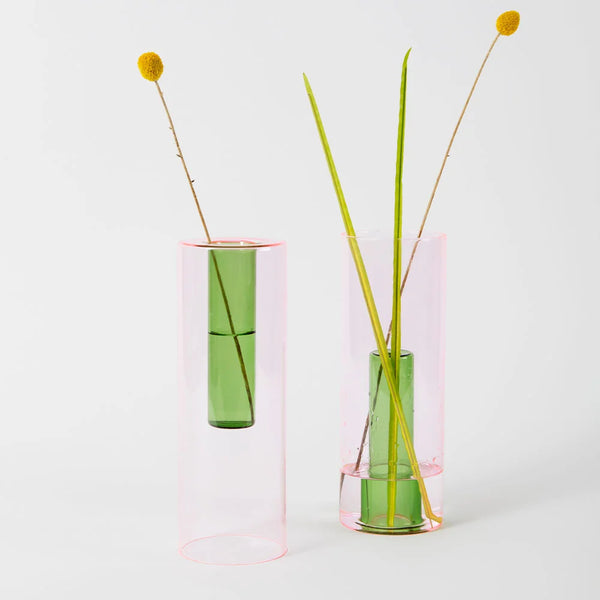 ALarge Reversible Glass Vase Pink and Green from Block Design for sale at Mostyn