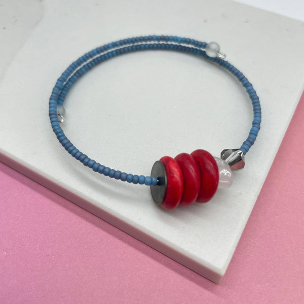 Blue Beads Wrap Bracelet from Deryn for sale at Mostyn