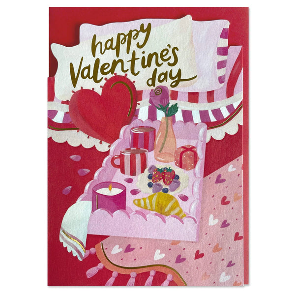 Breakfast in Bed Happy Valentine's Day Card from Raspberry Blossom for sale at Mostyn