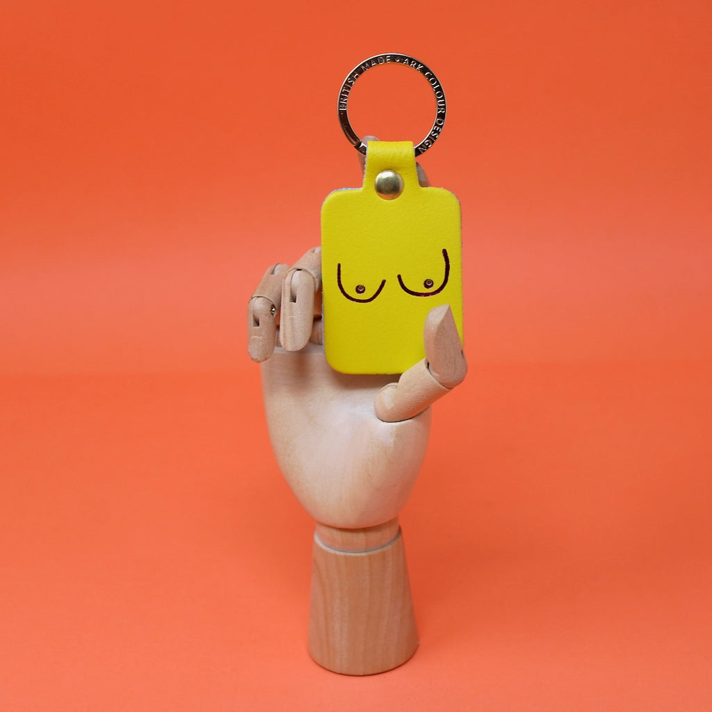 Bright Yellow Leather Boob Key Fob Keyring from Ark Colour Design for sale at Mostyn