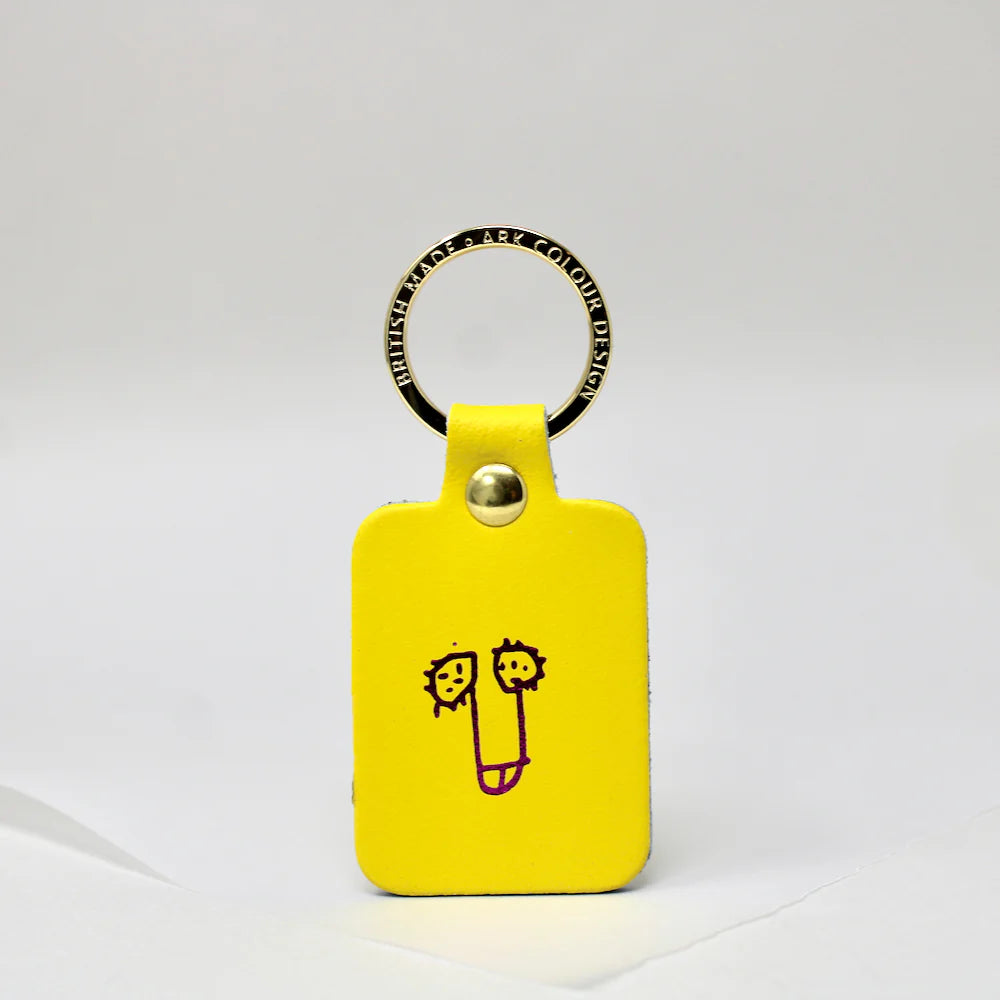 Bright Yellow Leather Willy Key Fob Keyring by Ark Colour Design for sale at Mostyn