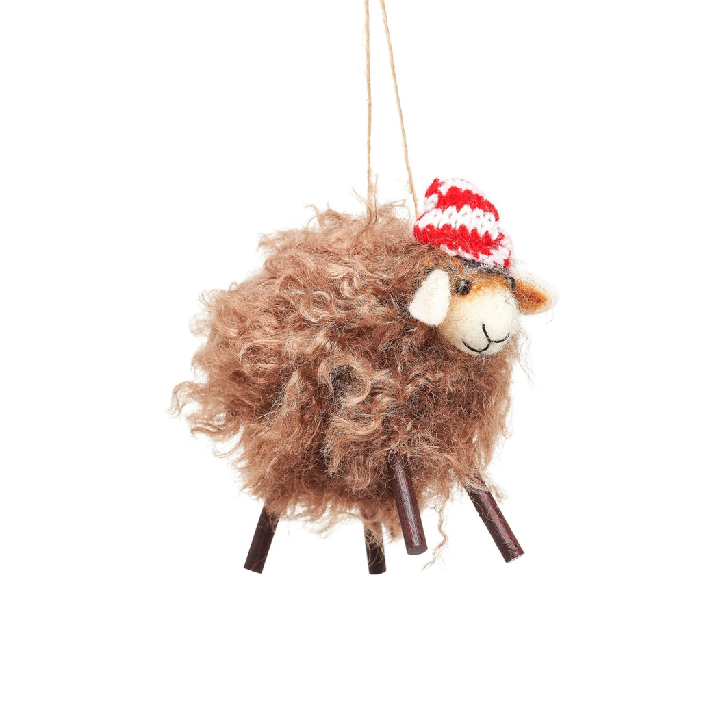 Woolly Sheep Hanging Christmas Decoration from Sass and Belle for sale at Mostyn