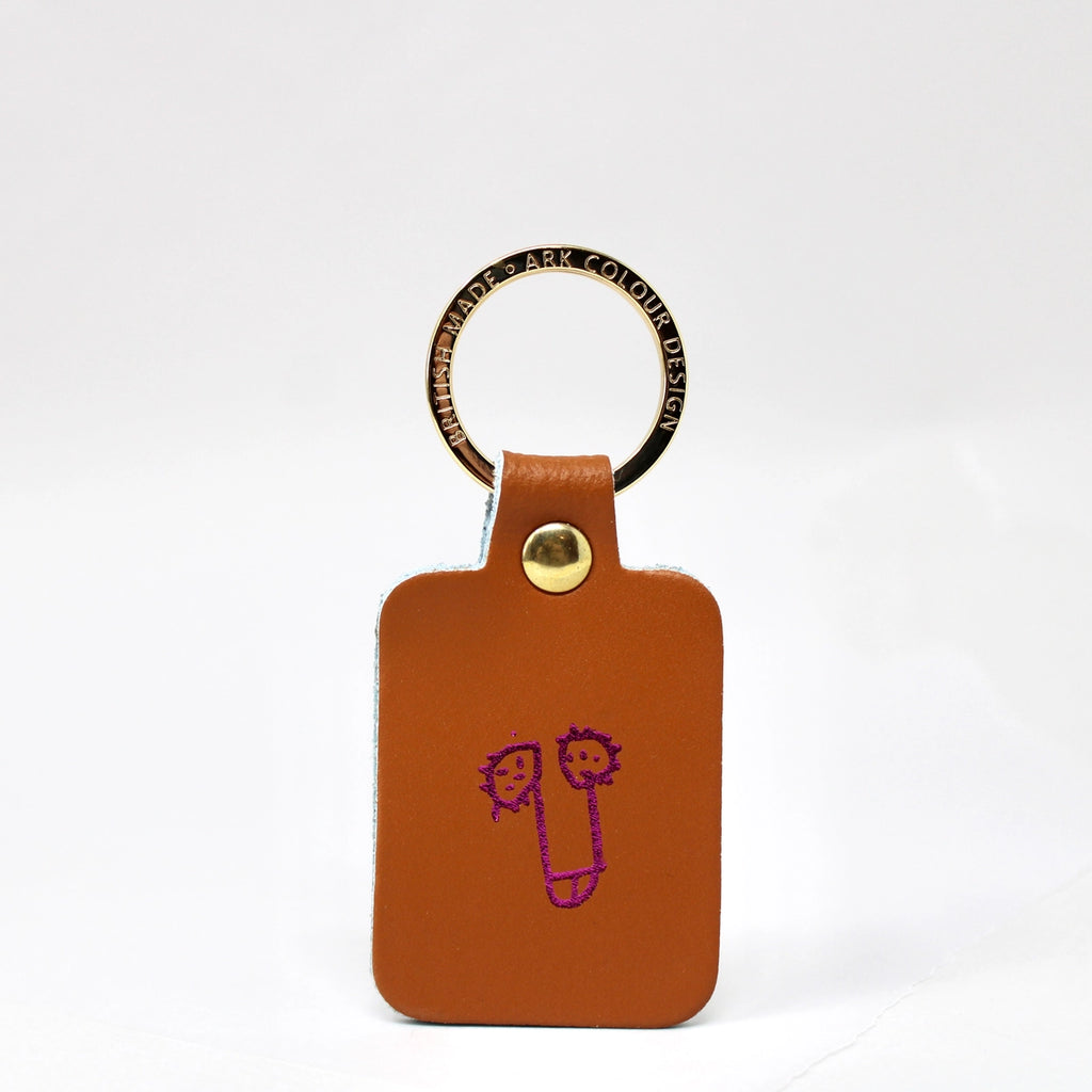 Burnt Orange Leather Willy Key Fob Keyring by Ark Colour Design for sale at Mostyn