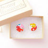 A Handcrafted California Bloom Liberty Print Fabric Button Stud Earrings from Bunny Bosworth for sale at Mostyn