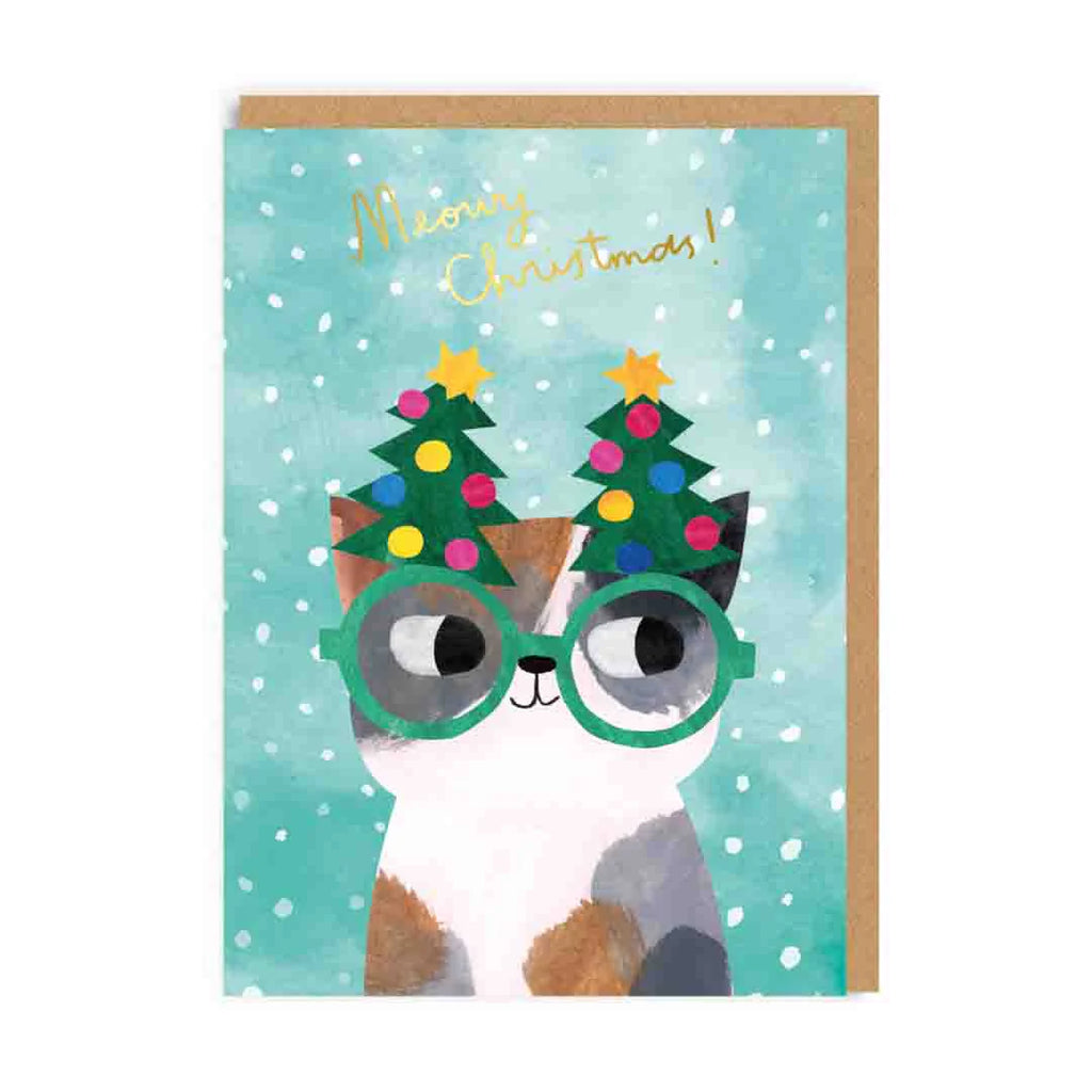 Cat In Christmas Tree Glasses Christmas Card from Ohh Dear for sale at Mostyn