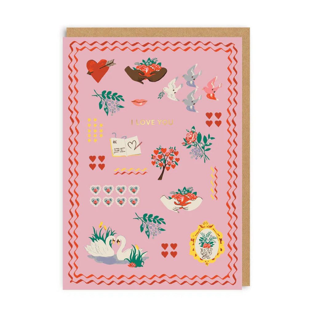 Cath Kidston Love You Icons Valentine's Card from Ohh Deer for sale at Mostyn
