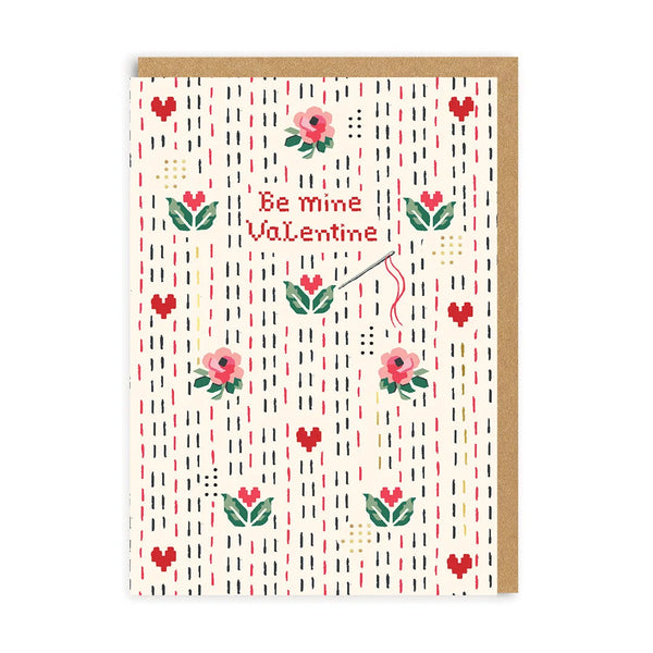 Cath Kidston Stitching Be mine Valentine Card from Ohh Deer for sale at Mostyn