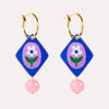 Charm Hoop Blue and Lilac Floral Earrings by Natalie Lea Owen for sale at Mostyn