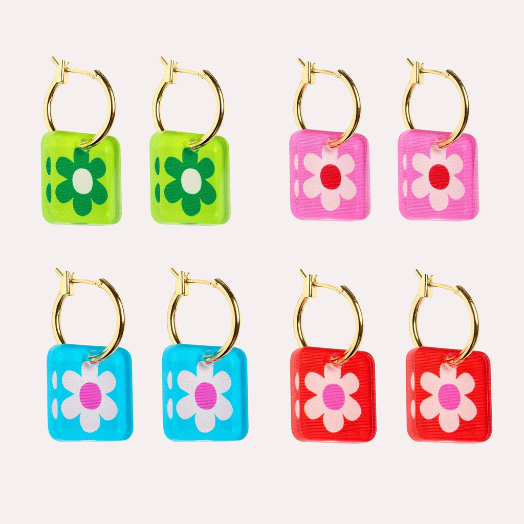 Charm Hoop Floral Earrings by Natalie Lea Owens for sale at Mostyn