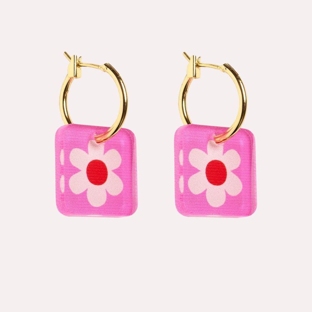Charm Hoop Floral Earrings by Natalie Lea Owens for sale at Mostyn