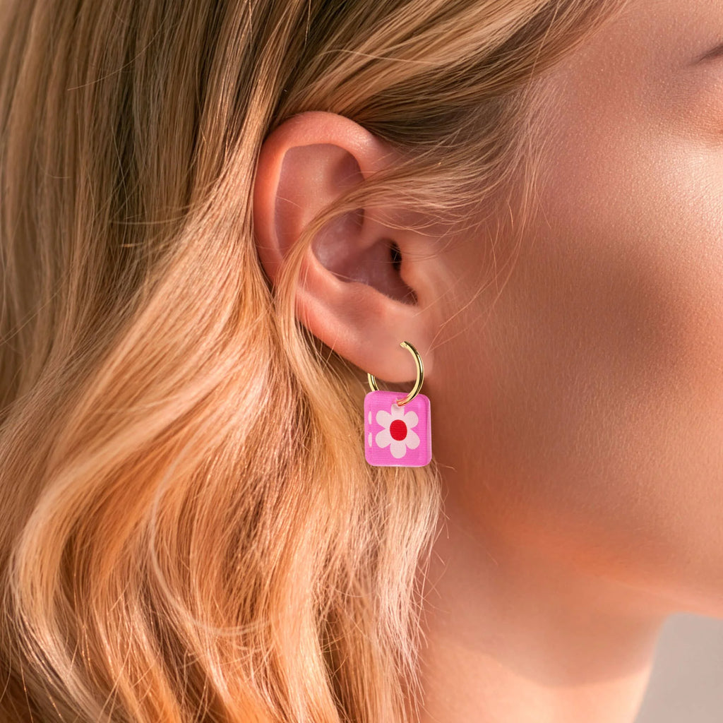 Charm Hoop Floral Earrings by Natalie Lea Owens for sale at Mostyn