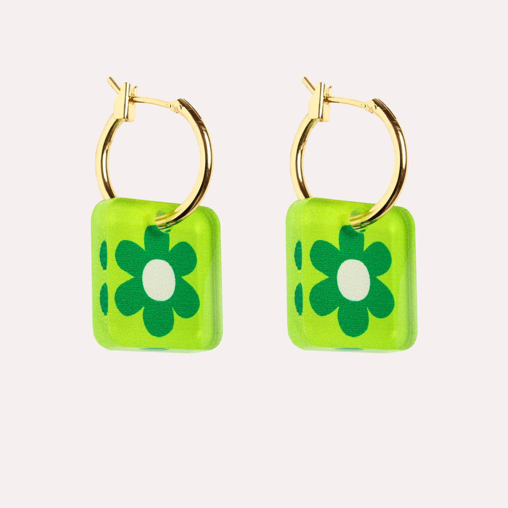 Charm Hoop Floral Earrings by Natalie Lea Owens for sale at Mostyn