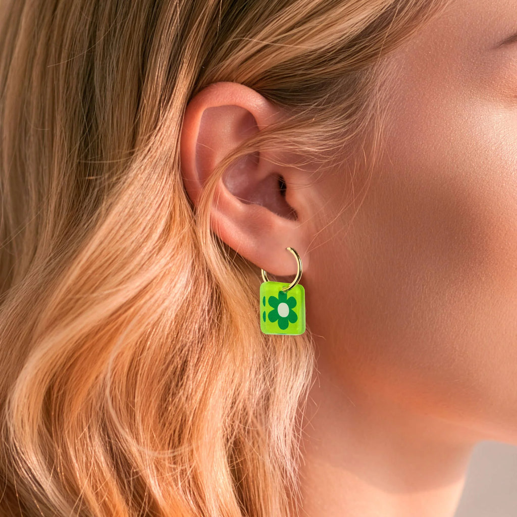 Charm Hoop Floral Earrings by Natalie Lea Owens for sale at Mostyn
