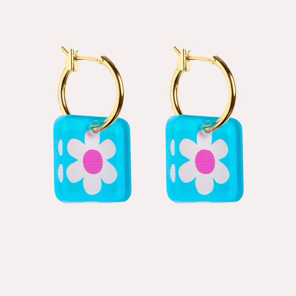 Charm Hoop Floral Earrings by Natalie Lea Owens for sale at Mostyn