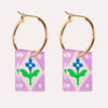 Charm Hoop Lilac Folk Floral Earrings by Natalie Lea Owen for sale at Mostyn
