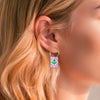 Charm Hoop Lilac Folk Floral Earrings by Natalie Lea Owen for sale at Mostyn