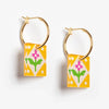 Charm Hoop Yellow Folk Floral Earrings by Natalie Lea Owen for sale at Mostyn