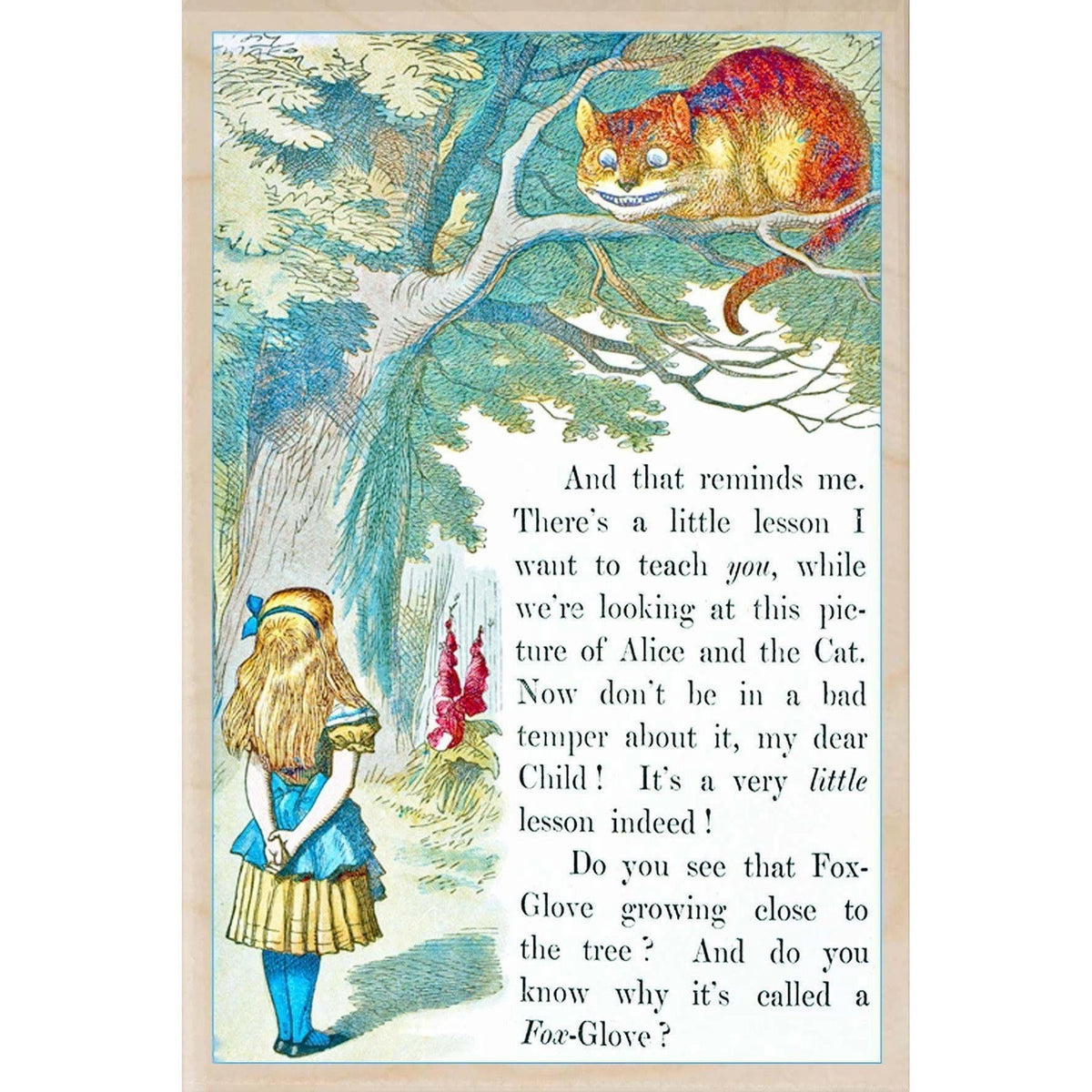 Cheshire Cat and Alice Postcard | The Wooden Postcard Company | Mostyn ...