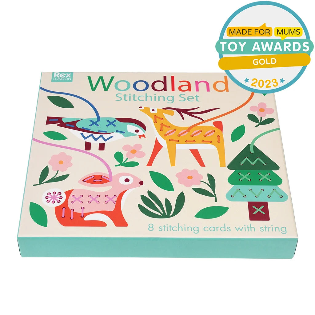 Children's Cardboard Woodland Learn to Stitch Activity Kit from Rex London for sale at Mostyn 
