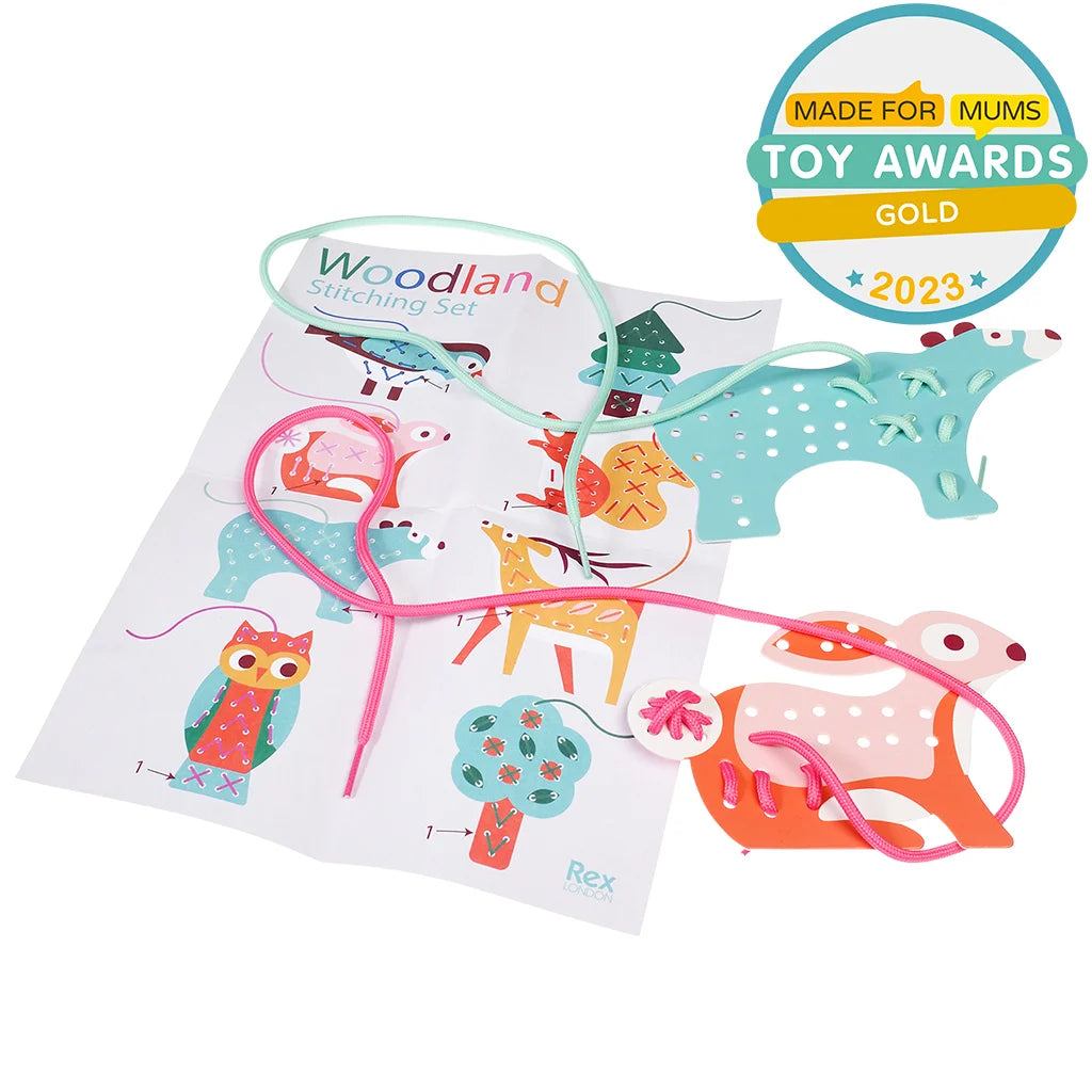 Children's Cardboard Woodland Learn to Stitch Activity Kit from Rex London for sale at Mostyn 