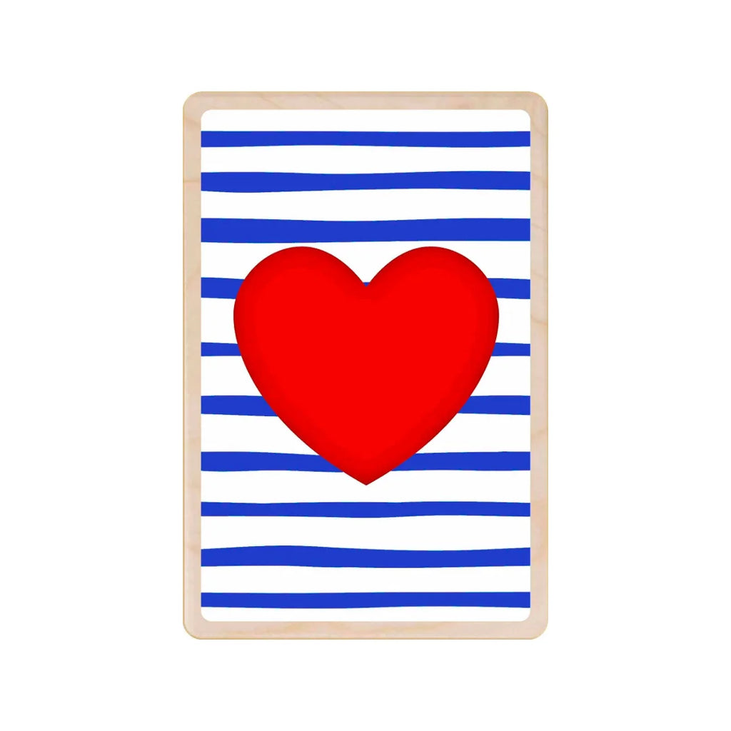 Coeur Striped Love Heart Sustainable Wooden Postcard from The Wooden Postcard Company for sale at Mostyn 2