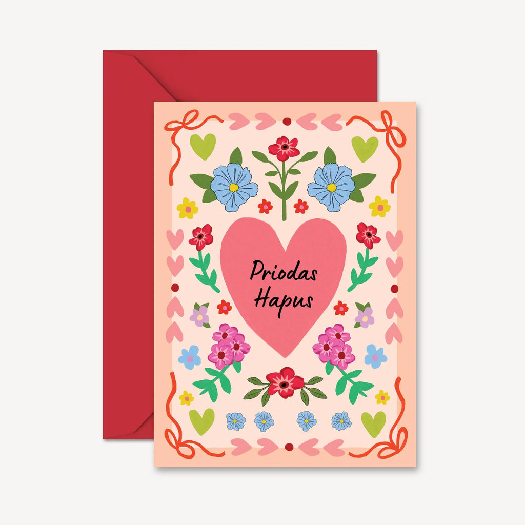 Colourful Folk Floral Welsh Wedding Card by Natalie Lea Owens for sale at Mostyn