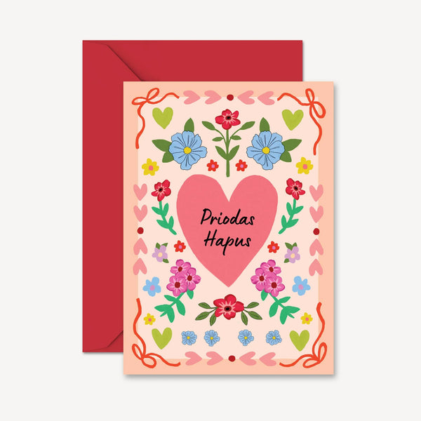 Colourful Folk Floral Welsh Wedding Card by Natalie Lea Owens for sale at Mostyn