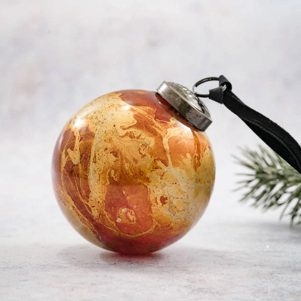 Copper Marble Christmas Hand Blown Glass Bauble from Bollywood Christmas for sale at Mostyn