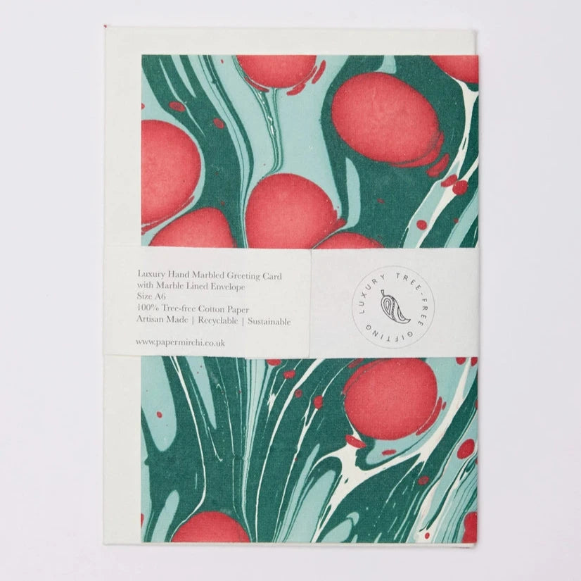 Cosmos Festive Mix Hand Marbled Christmas Card from Paper Mirchi for sale at Mostyn