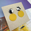 Cow Print and Mustard Stud Earrings from Deryn for sale at Mostyn