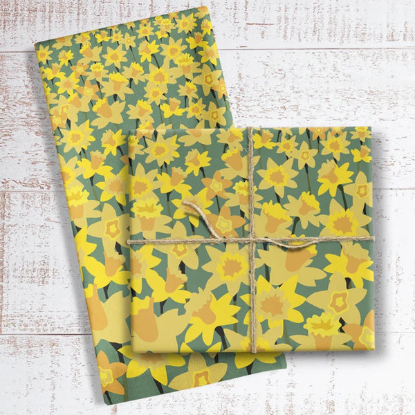 A Daffodil Field 100% Cotton Luxury Tea Towel from Max Rocks for sale at Mostyn.