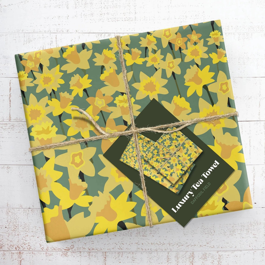 A Daffodil Field 100% Cotton Luxury Tea Towel from Max Roks for sale at Mostyn.