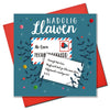 Dear Santa Pompom Embellished Welsh Christmas Card from Claire Giles Cards for sale at Mostyn